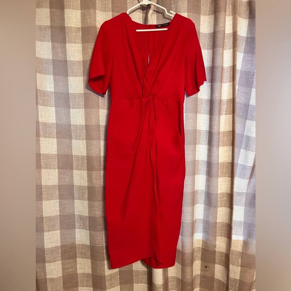 Zara red midi dress